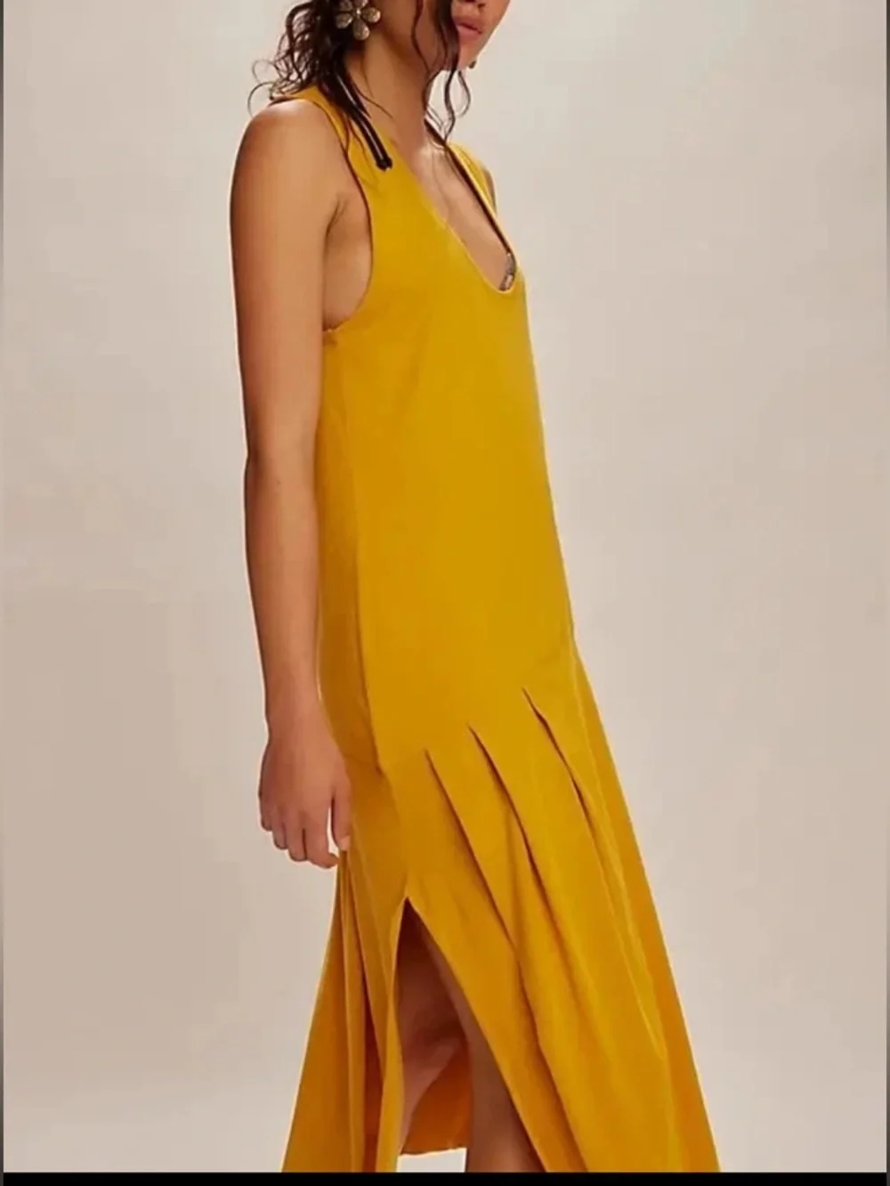 Free People Monika Midi Dress Sleeveless Free Est Asymmetrical Mango Juice Sz XL